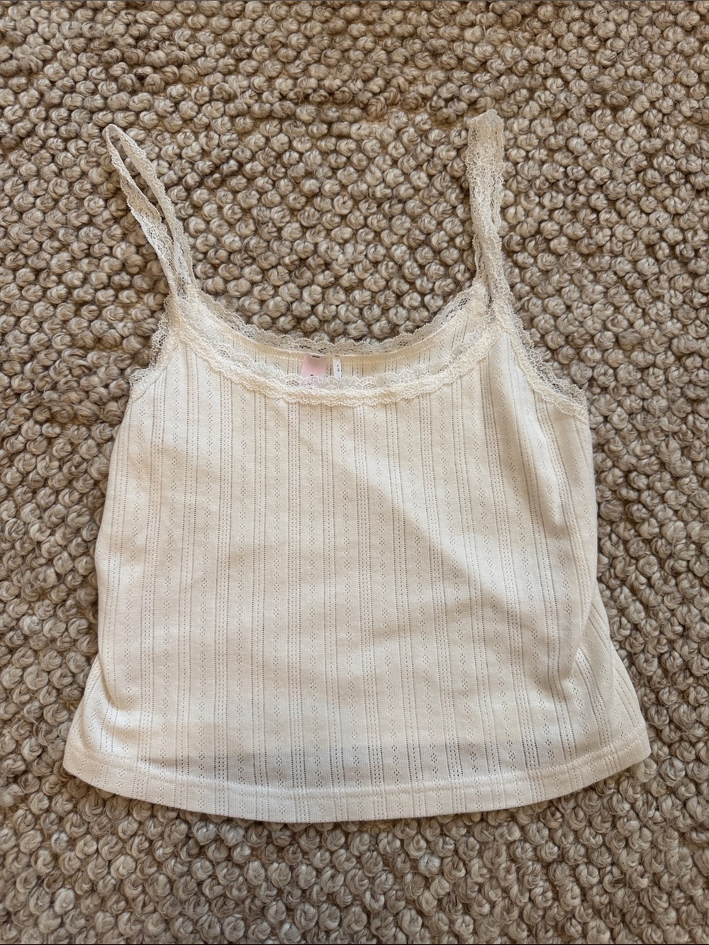 Urban Outfitters Lace-Trim Cream Tank Top - Women